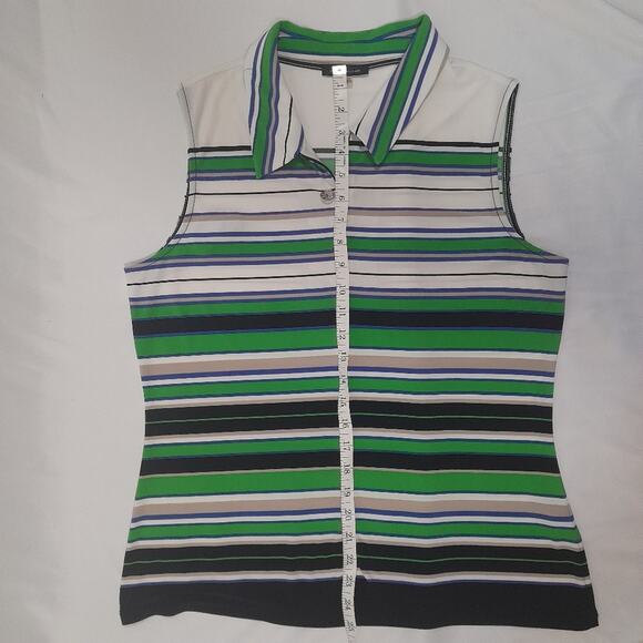 Tommy Hilfiger Striped Polo Style Tank Top Women L Normcore Preppy Classic - Picture 9 of 9